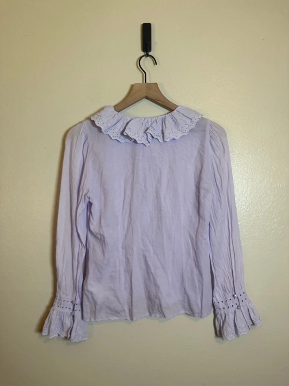 J. Crew Embroidered ruffle-collar top with‎ eyelet
